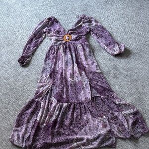 Jessica Simpson NWT Purple paisley Long Sleeve Maxi Dress small